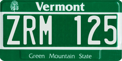 VT license plate ZRM125