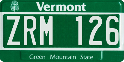VT license plate ZRM126