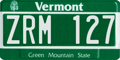 VT license plate ZRM127