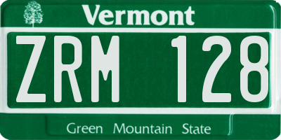 VT license plate ZRM128