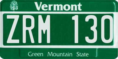 VT license plate ZRM130