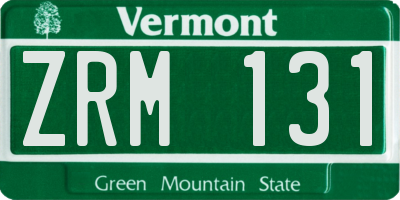 VT license plate ZRM131