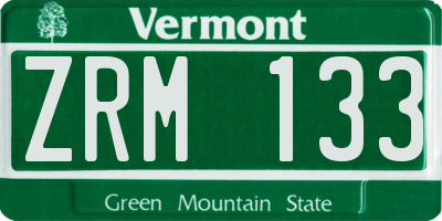 VT license plate ZRM133