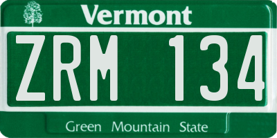 VT license plate ZRM134