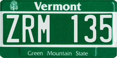 VT license plate ZRM135