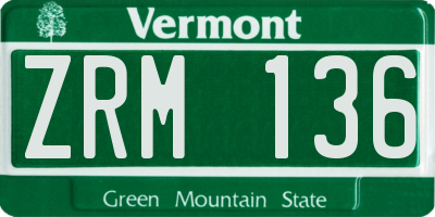 VT license plate ZRM136