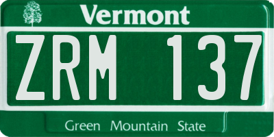 VT license plate ZRM137