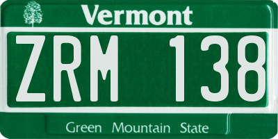 VT license plate ZRM138