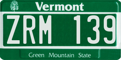 VT license plate ZRM139