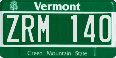 VT license plate ZRM140