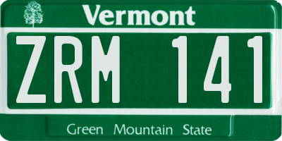 VT license plate ZRM141
