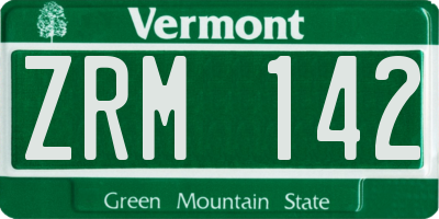 VT license plate ZRM142
