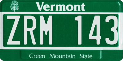 VT license plate ZRM143