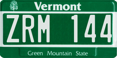 VT license plate ZRM144