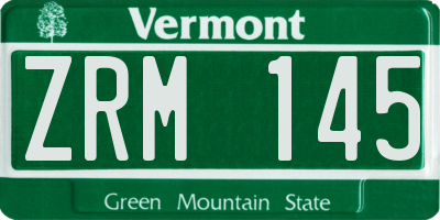 VT license plate ZRM145