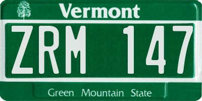 VT license plate ZRM147