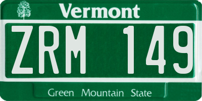 VT license plate ZRM149