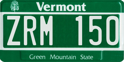 VT license plate ZRM150