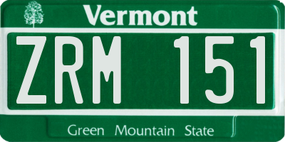 VT license plate ZRM151