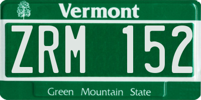 VT license plate ZRM152