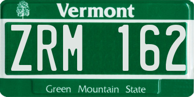 VT license plate ZRM162