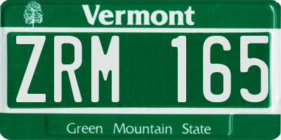VT license plate ZRM165