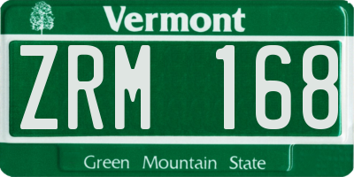 VT license plate ZRM168