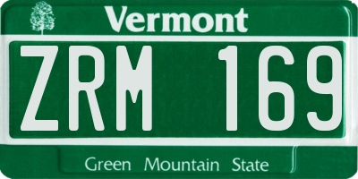 VT license plate ZRM169