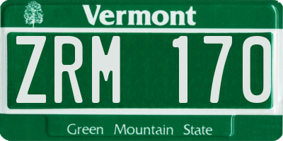 VT license plate ZRM170