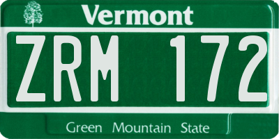 VT license plate ZRM172