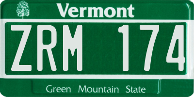 VT license plate ZRM174