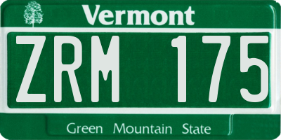 VT license plate ZRM175