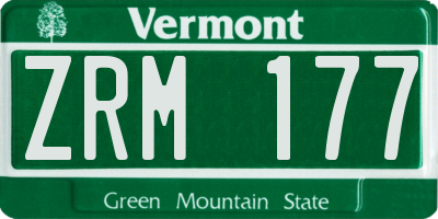 VT license plate ZRM177