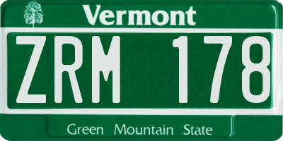 VT license plate ZRM178