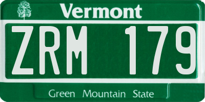 VT license plate ZRM179
