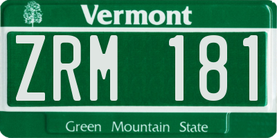 VT license plate ZRM181