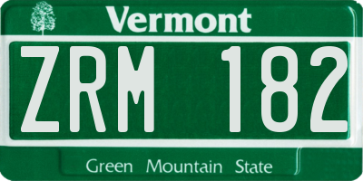 VT license plate ZRM182