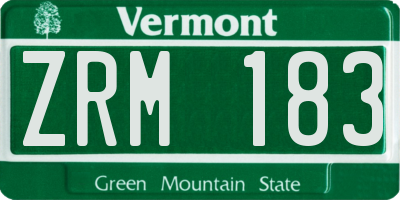 VT license plate ZRM183