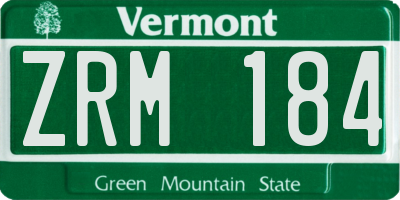 VT license plate ZRM184