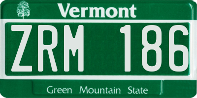 VT license plate ZRM186