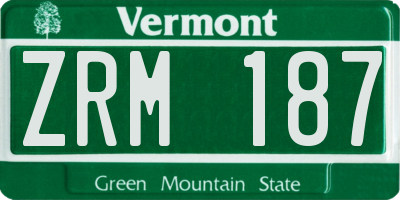 VT license plate ZRM187