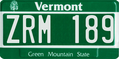 VT license plate ZRM189