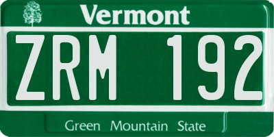 VT license plate ZRM192