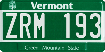 VT license plate ZRM193