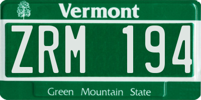 VT license plate ZRM194