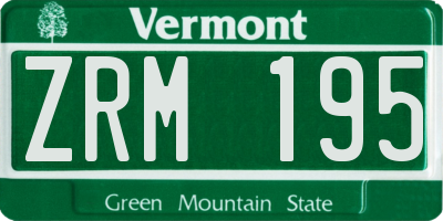 VT license plate ZRM195