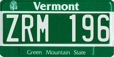 VT license plate ZRM196