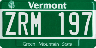 VT license plate ZRM197