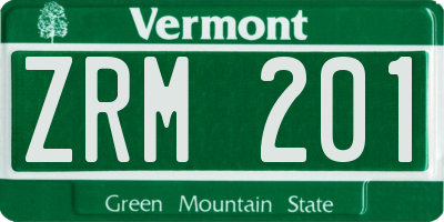 VT license plate ZRM201