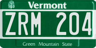 VT license plate ZRM204
